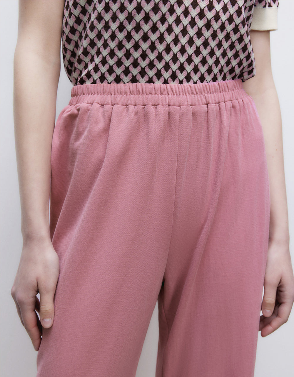 Elastic Waist Knitted Straight Pants