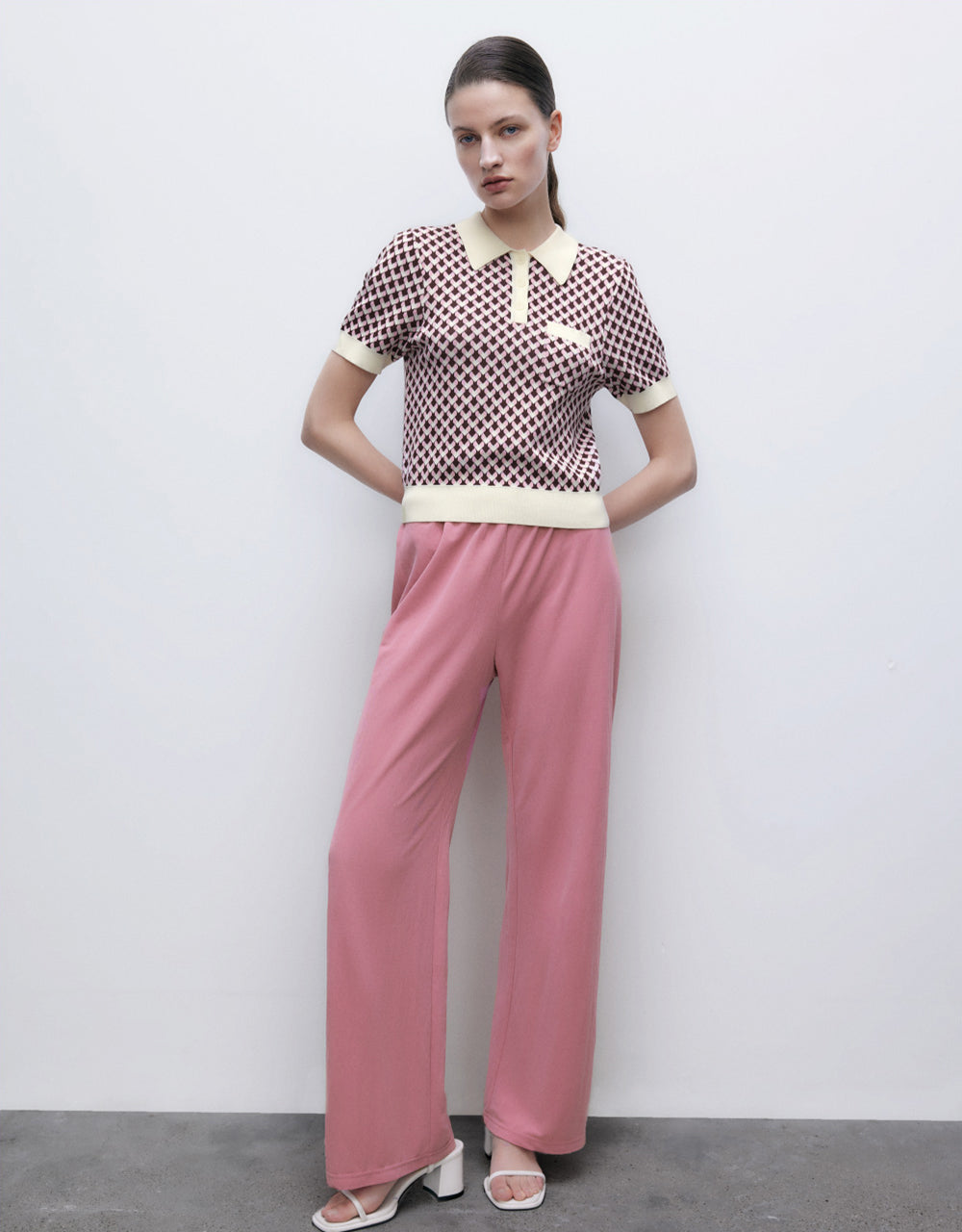 Elastic Waist Knitted Straight Pants