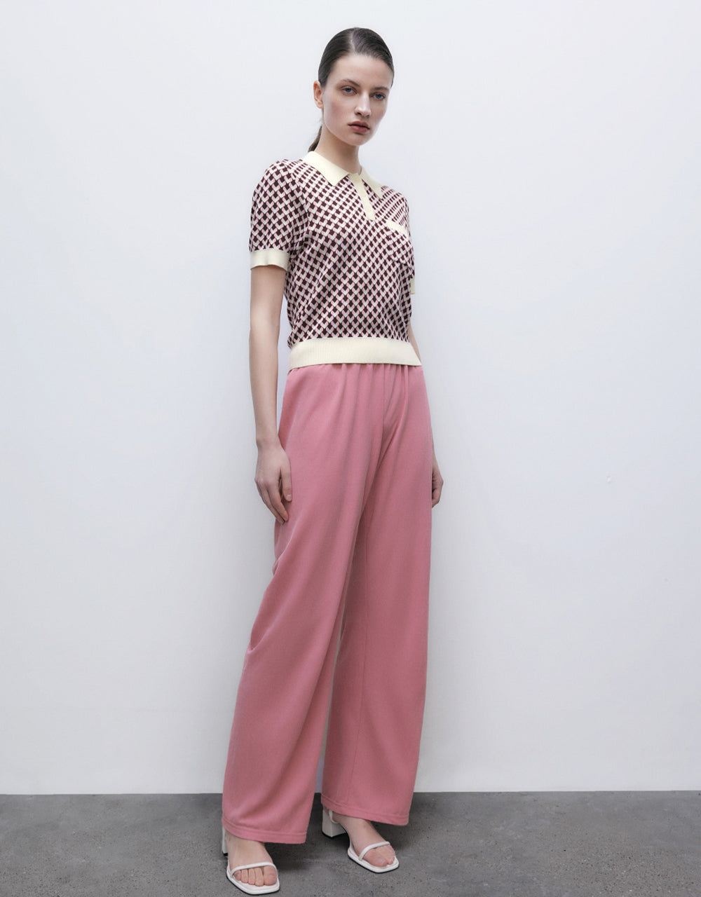 Elastic Waist Knitted Straight Pants