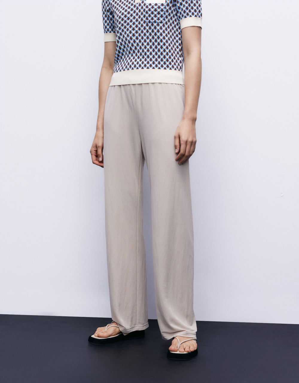 Elastic Waist Knitted Straight Pants