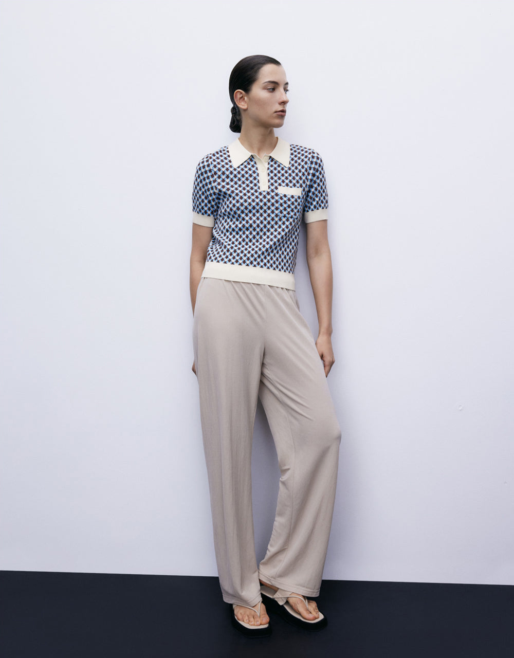 Elastic Waist Knitted Straight Pants