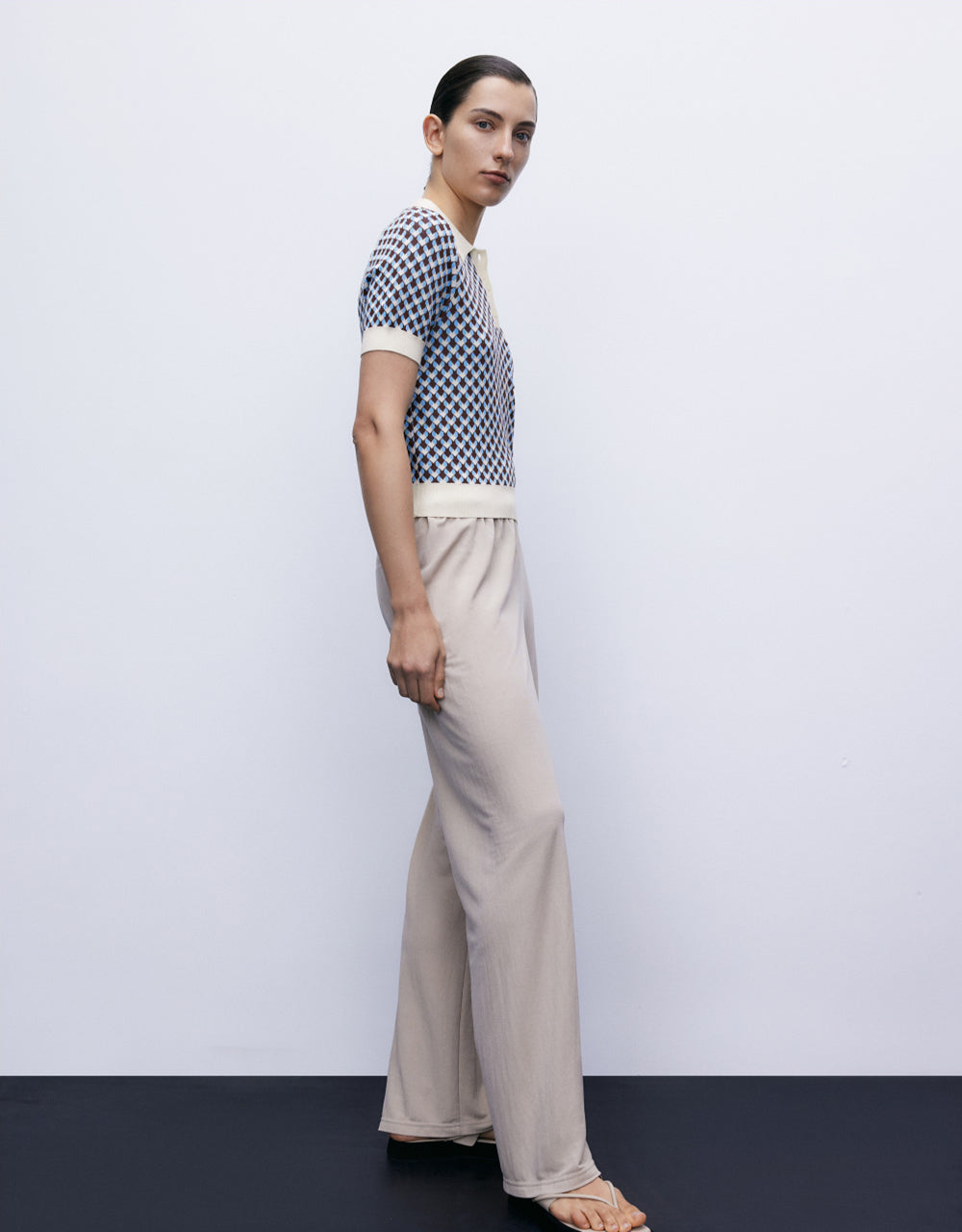 Elastic Waist Knitted Straight Pants