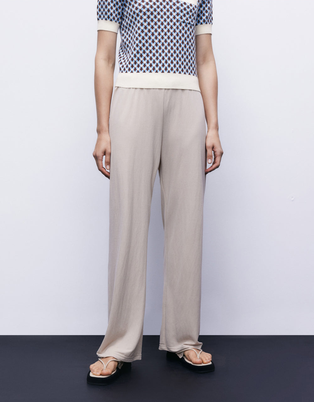 Elastic Waist Knitted Straight Pants
