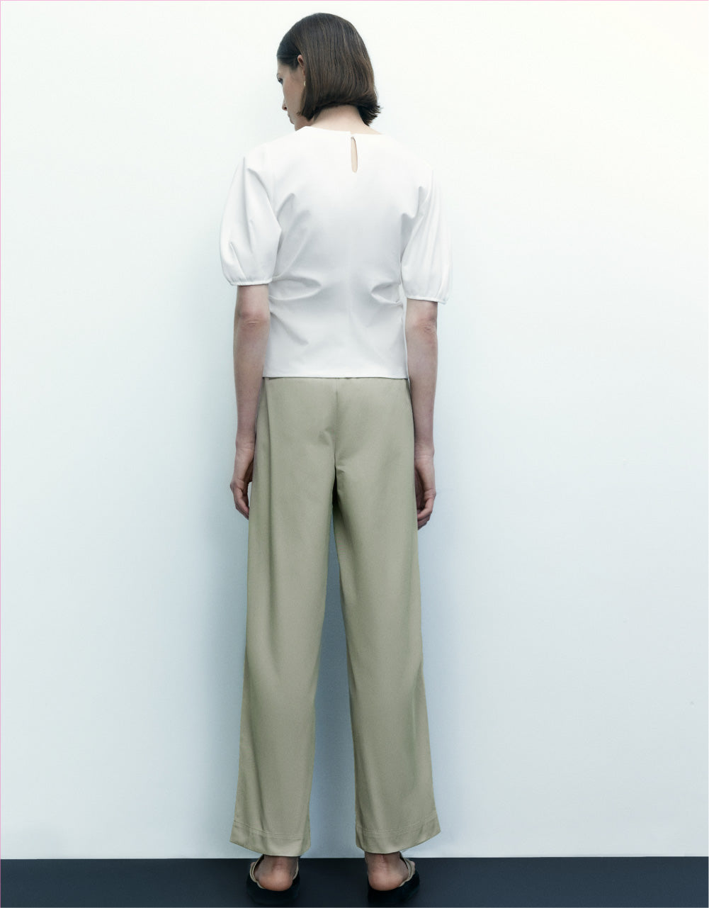 Plain Mid-Waist Straight Pants