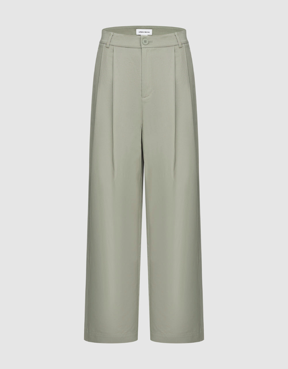 Plain Mid-Waist Straight Pants