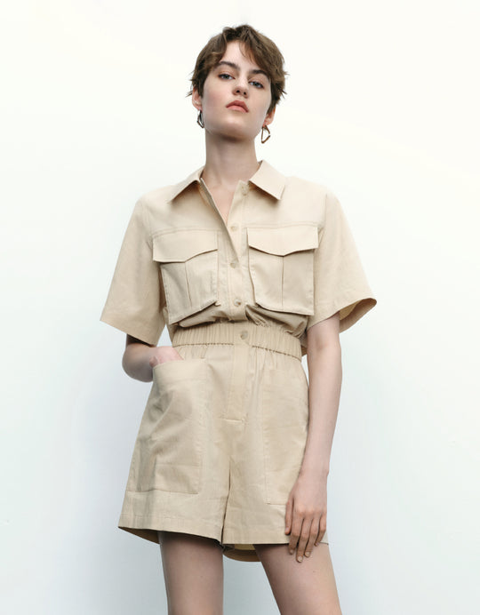 Elastic Waist Short Jumpsuits