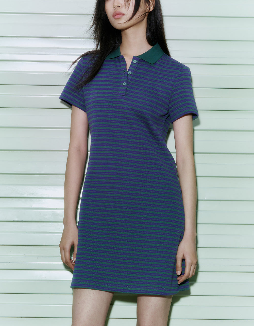 Stripe Polo Straight Dress