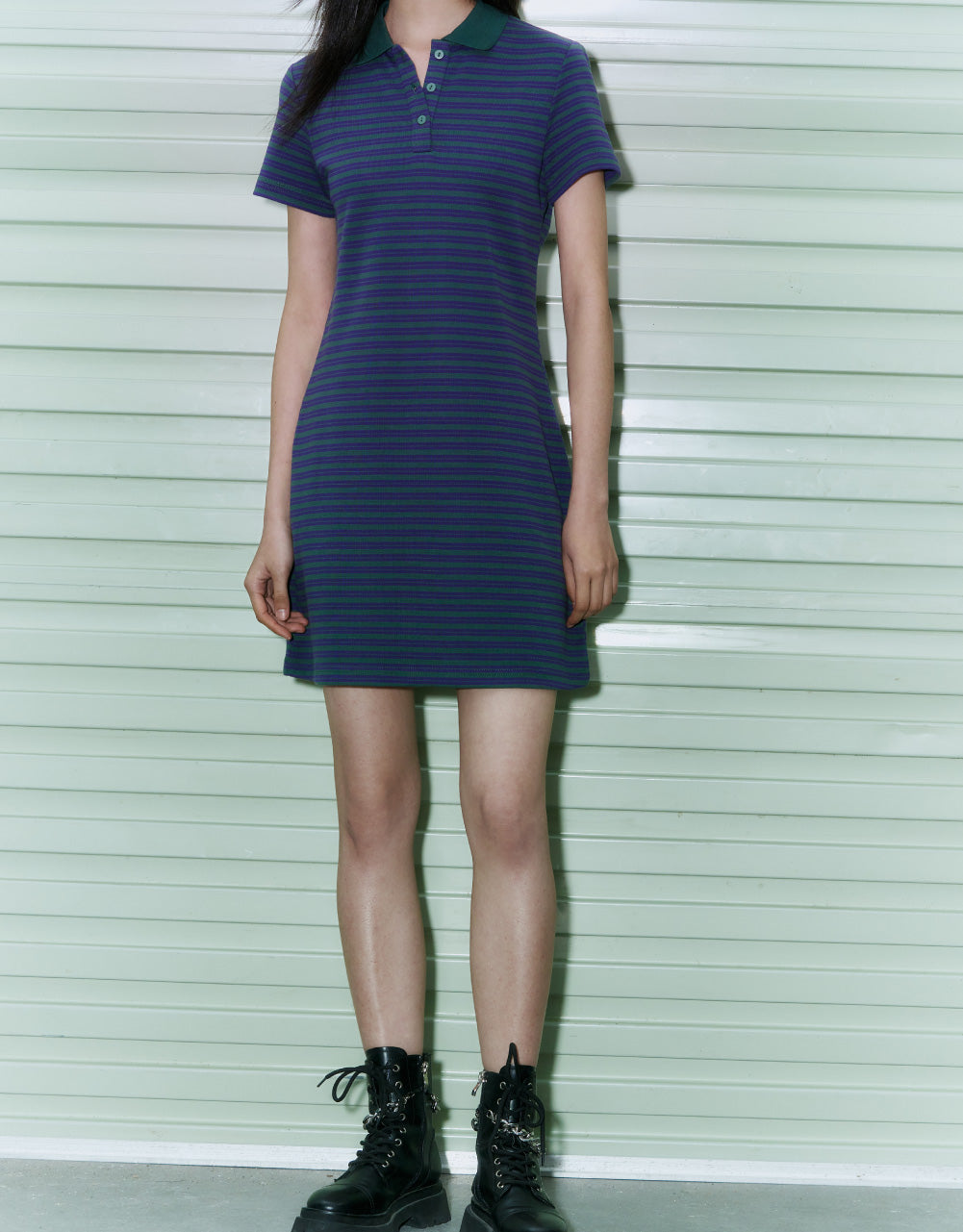 Stripe Polo Straight Dress