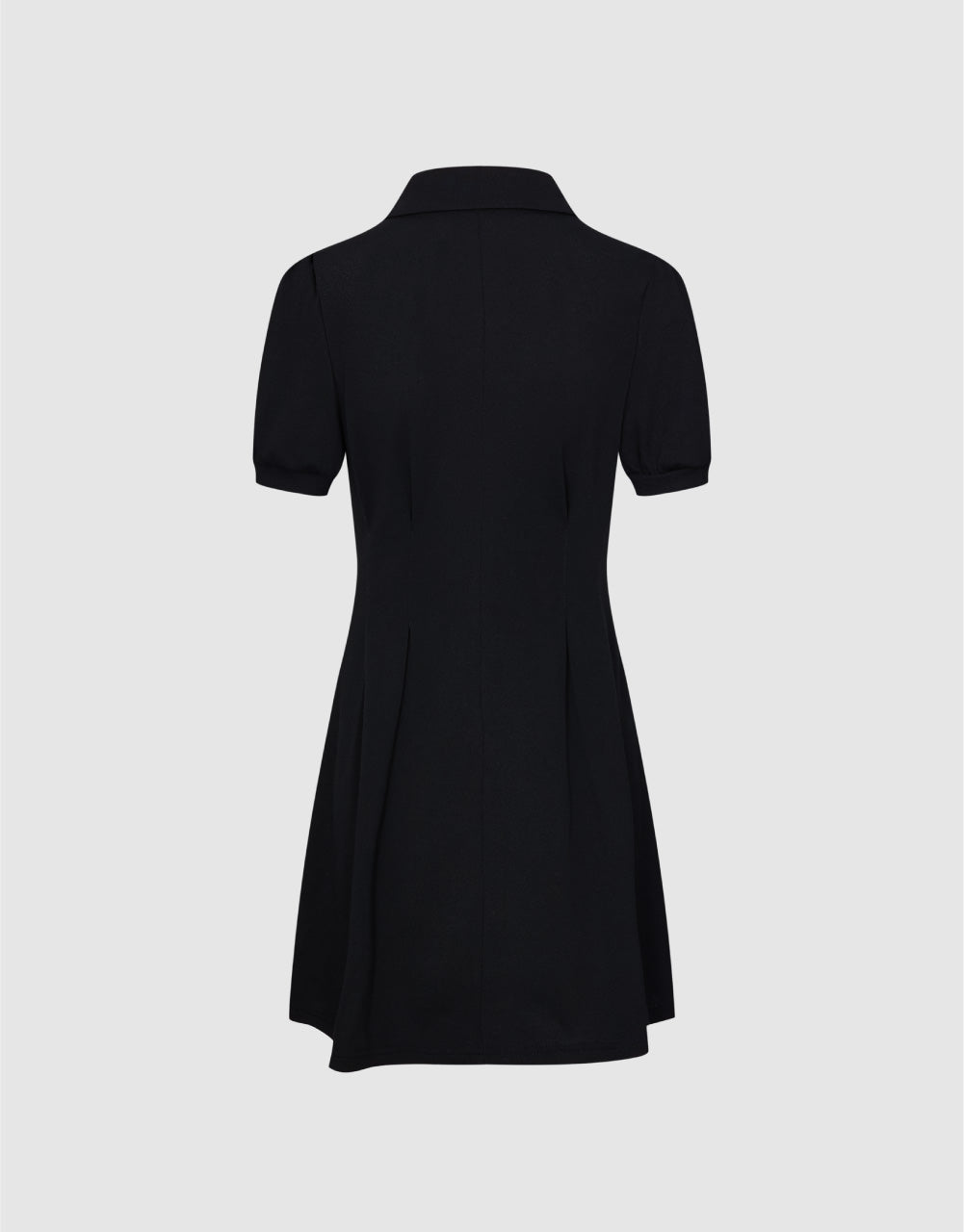 Flower Detail Lapel Skater Dress
