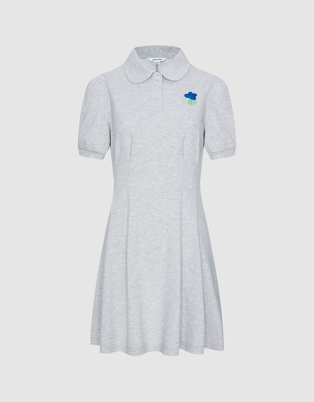 Flower Detail Lapel Skater Dress