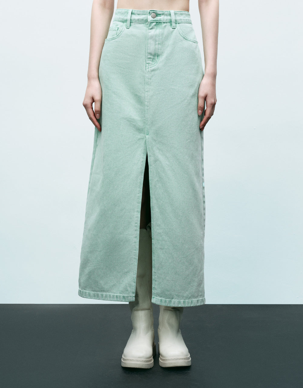 Slit Denim Skirt