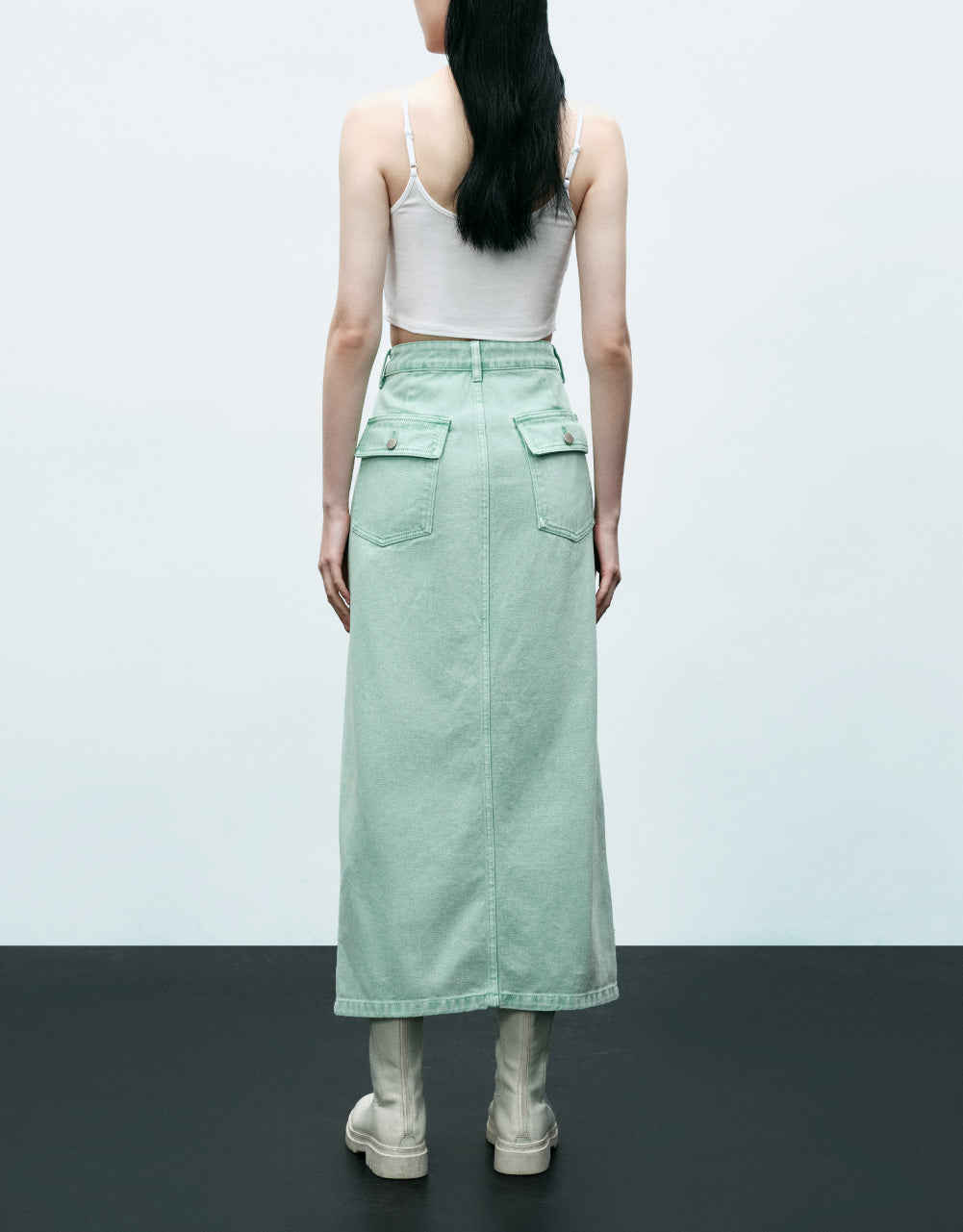 Slit Denim Skirt