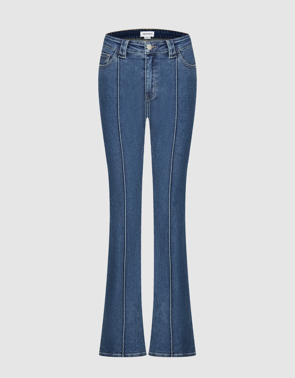 Mid-Waist Line Detail Flare Jeans