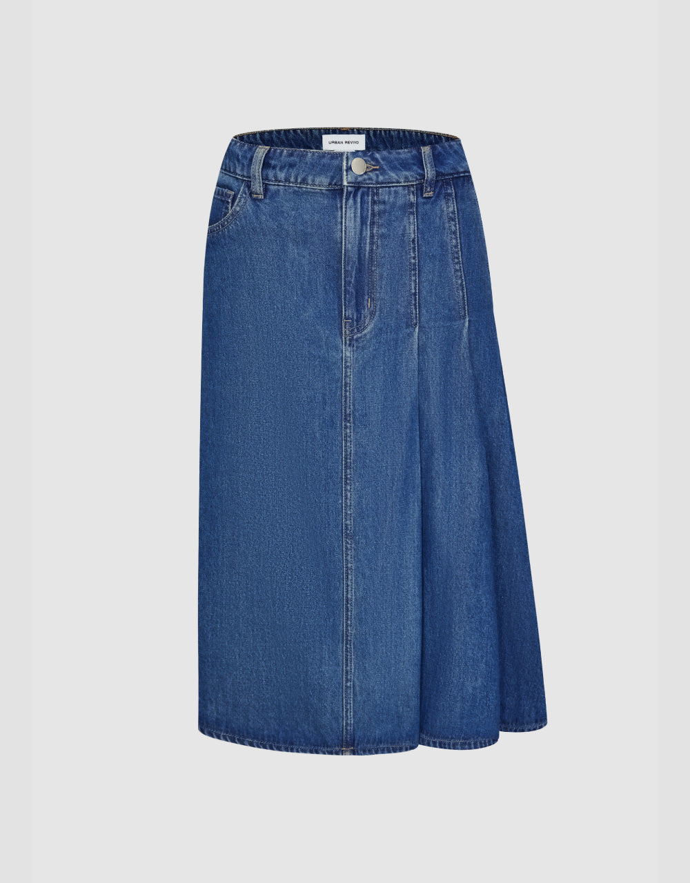 Midi A-Line Denim Skirt