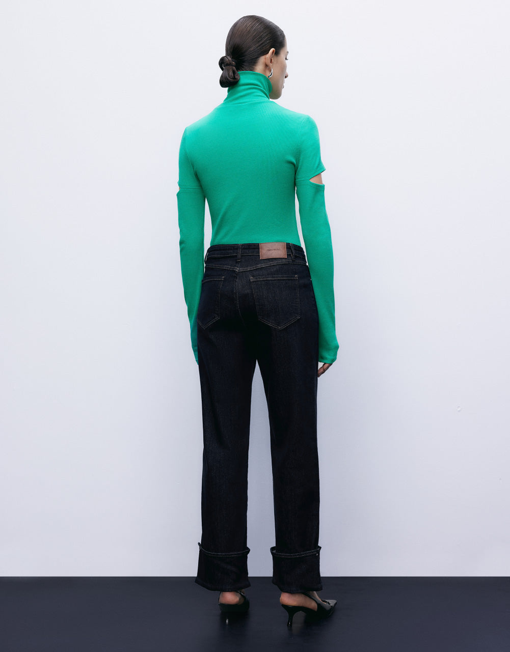 Roll Up Hem Straight Jeans