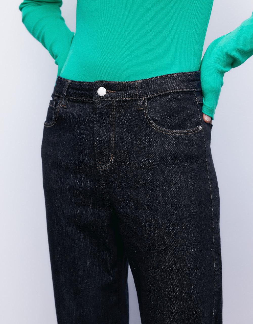 Roll Up Hem Straight Jeans