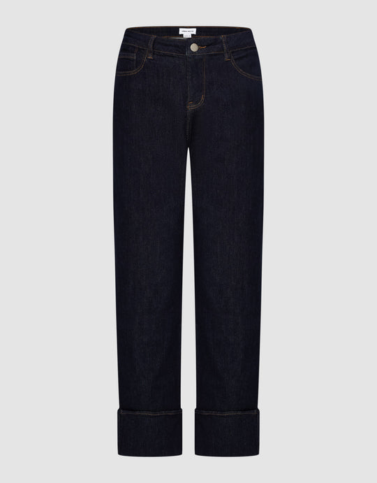 Roll Up Hem Straight Jeans