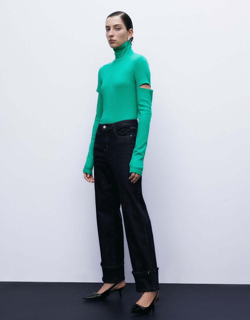 Roll Up Hem Straight Jeans