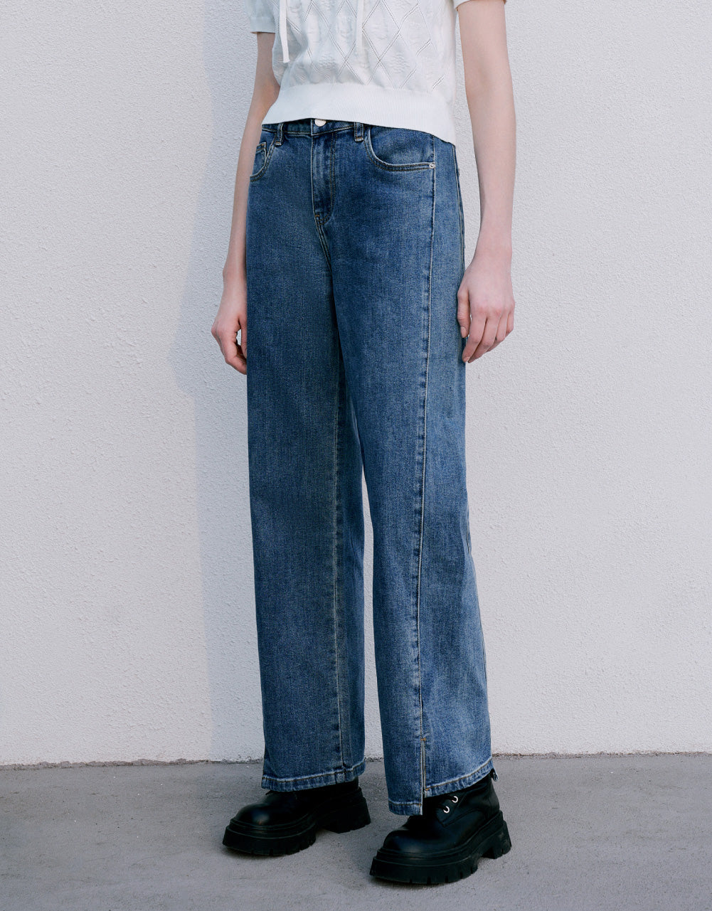 Mid-Waist Straight Jeans