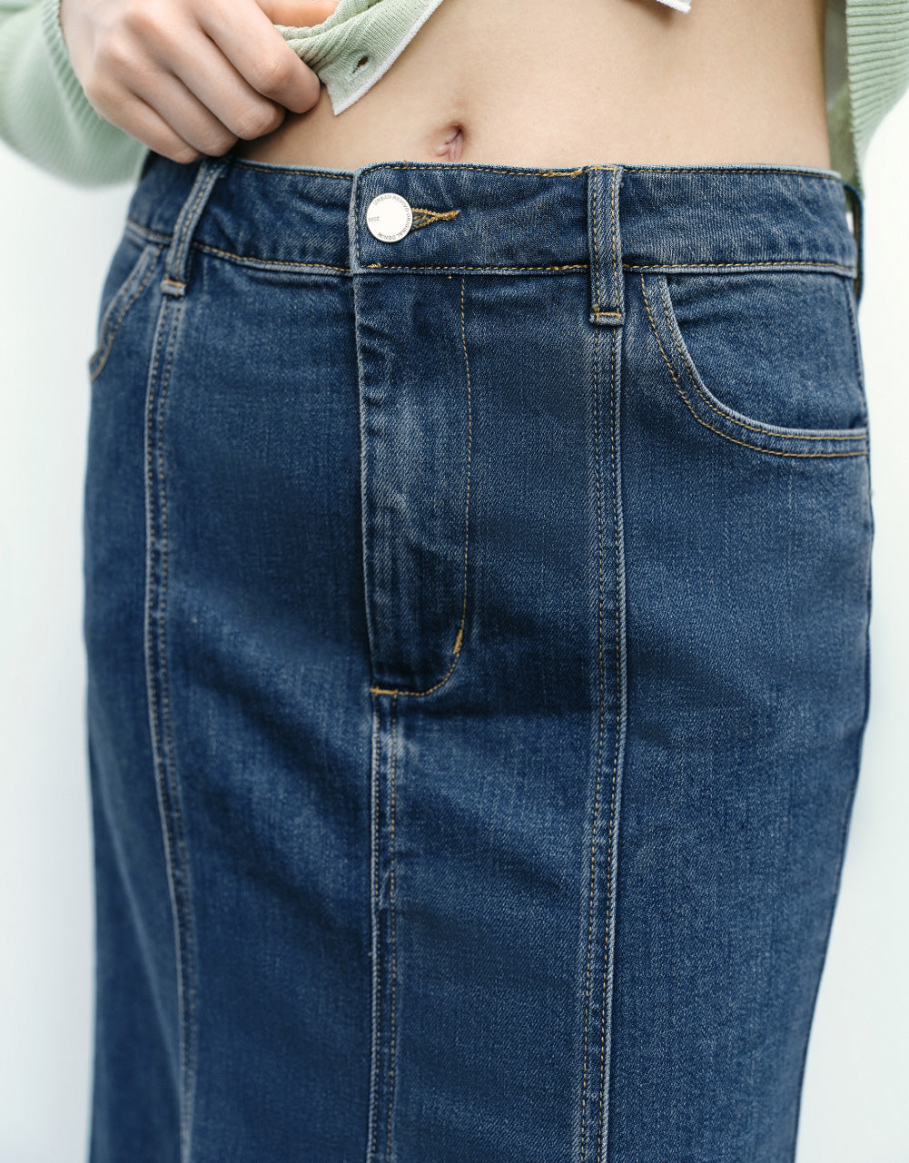 Midi A-Line Denim Skirt