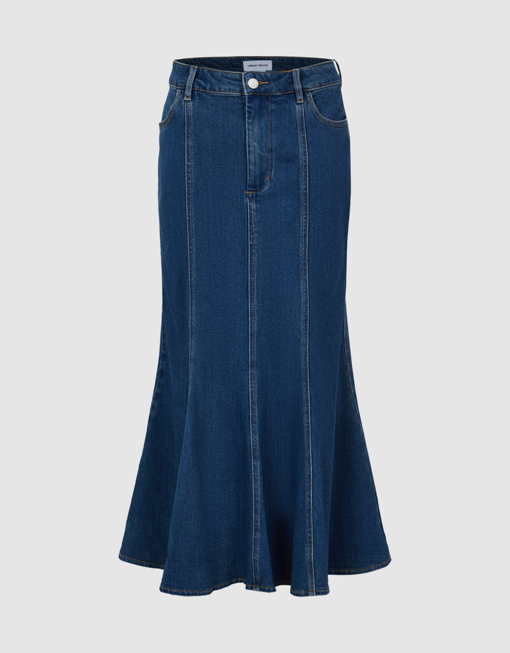 Midi A-Line Denim Skirt