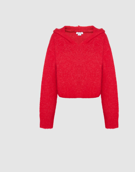 Drop Shoulder Hooded Knitted T-Shirt