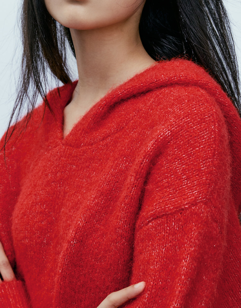 Drop Shoulder Hooded Knitted T-Shirt