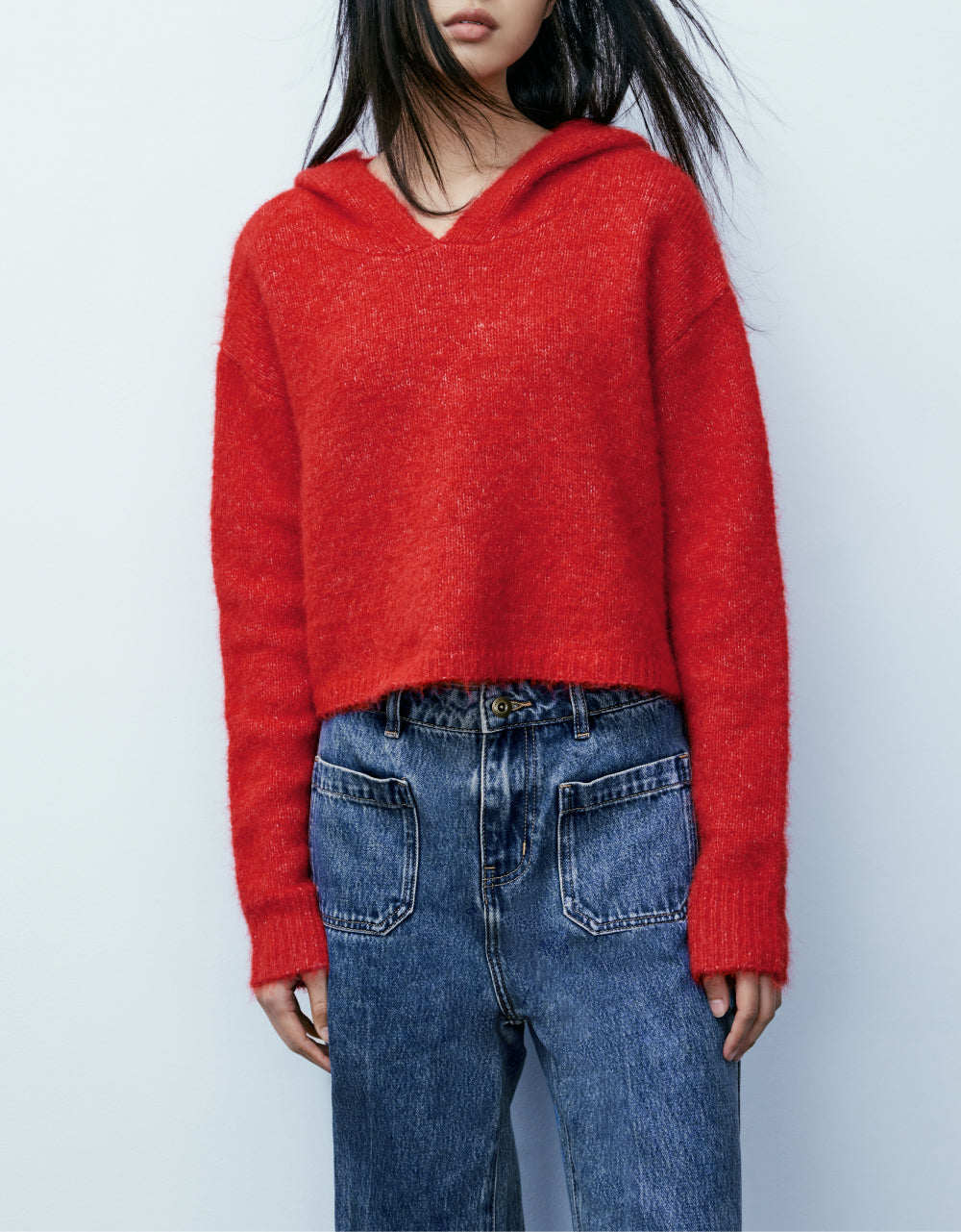 Drop Shoulder Hooded Knitted T-Shirt