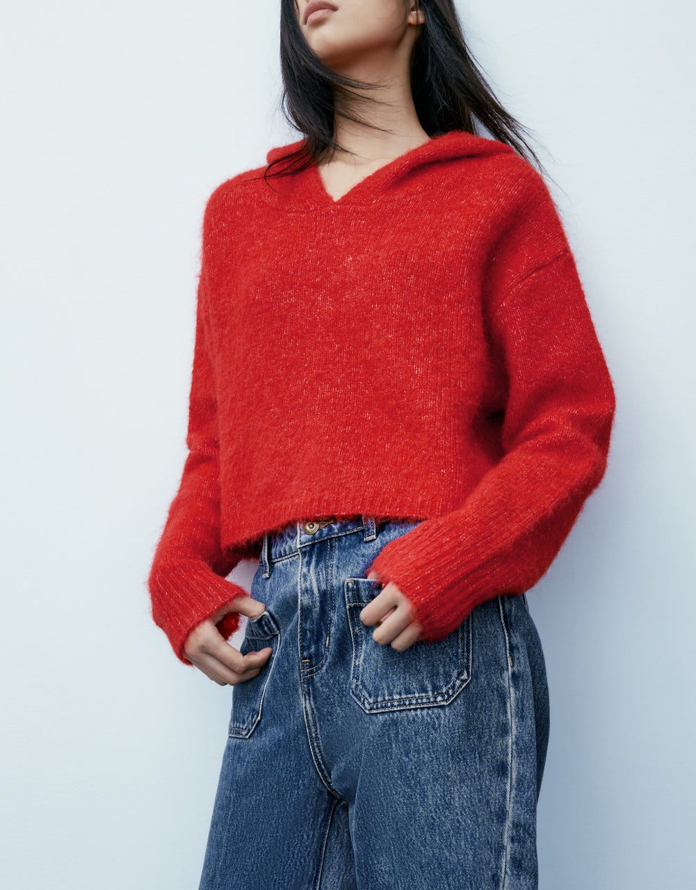 Drop Shoulder Hooded Knitted T-Shirt