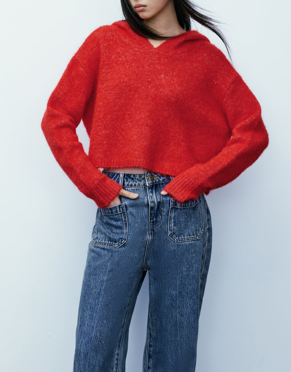Drop Shoulder Hooded Knitted T-Shirt