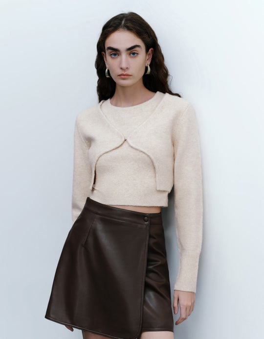 2 Pieces Set Cropped Cardigan