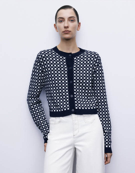 Checkered Button Up Cardigan