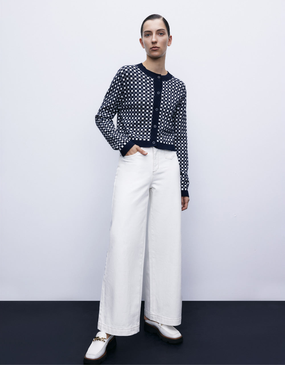 Checkered Button Up Cardigan