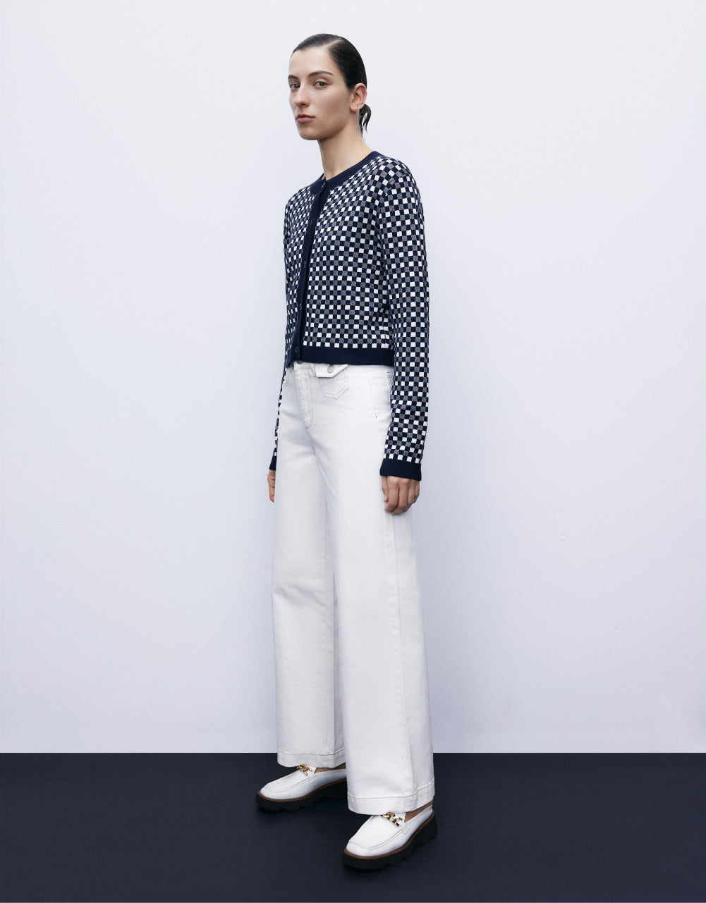 Checkered Button Up Cardigan