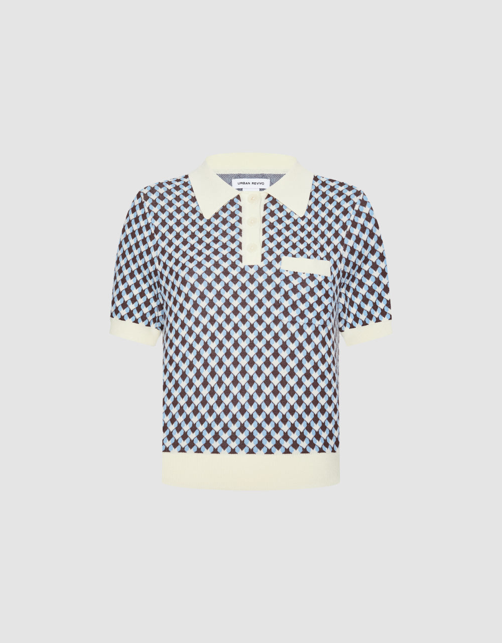 Knitted Pattern Polo T-Shirt