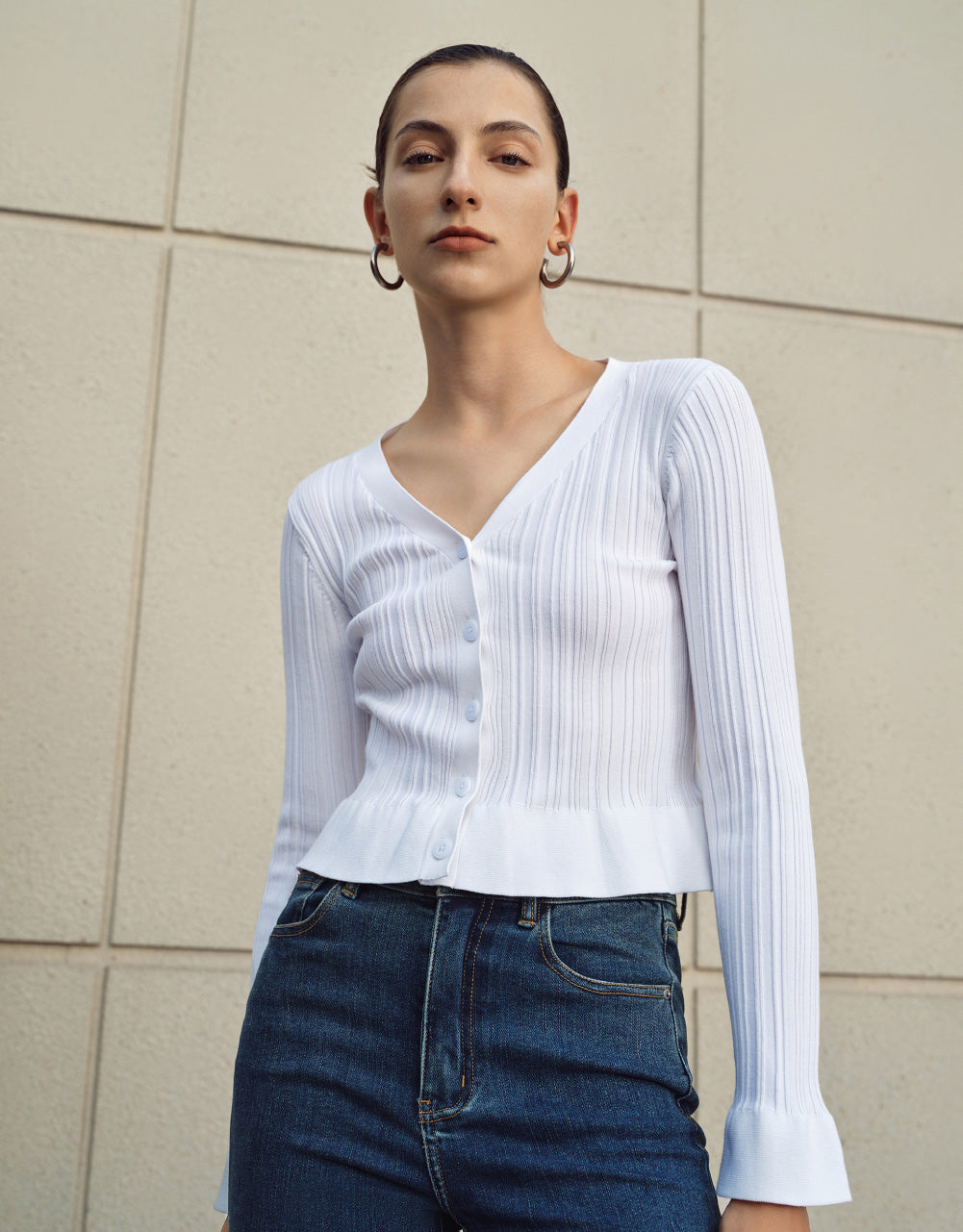 V-Neck Knitted Cardigan