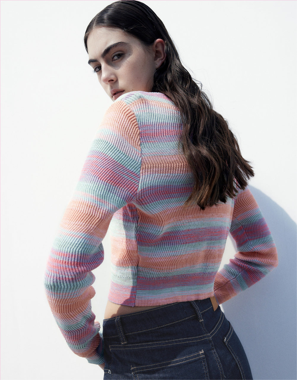 Button Up Stripe Knitted Cardigan