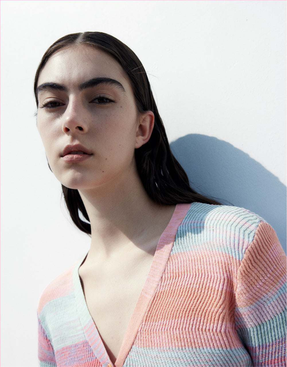 Button Up Stripe Knitted Cardigan