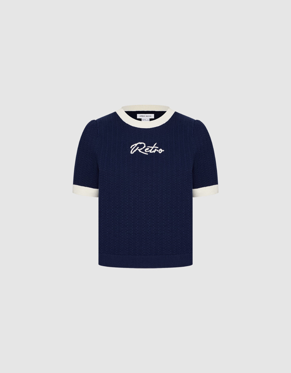 Constrast Crew Neck Knitted T-Shirt