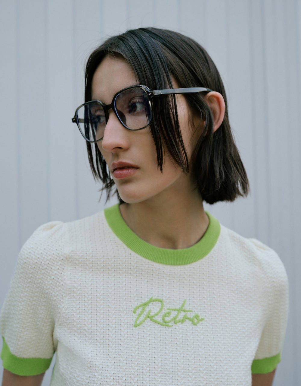 Constrast Crew Neck Knitted T-Shirt