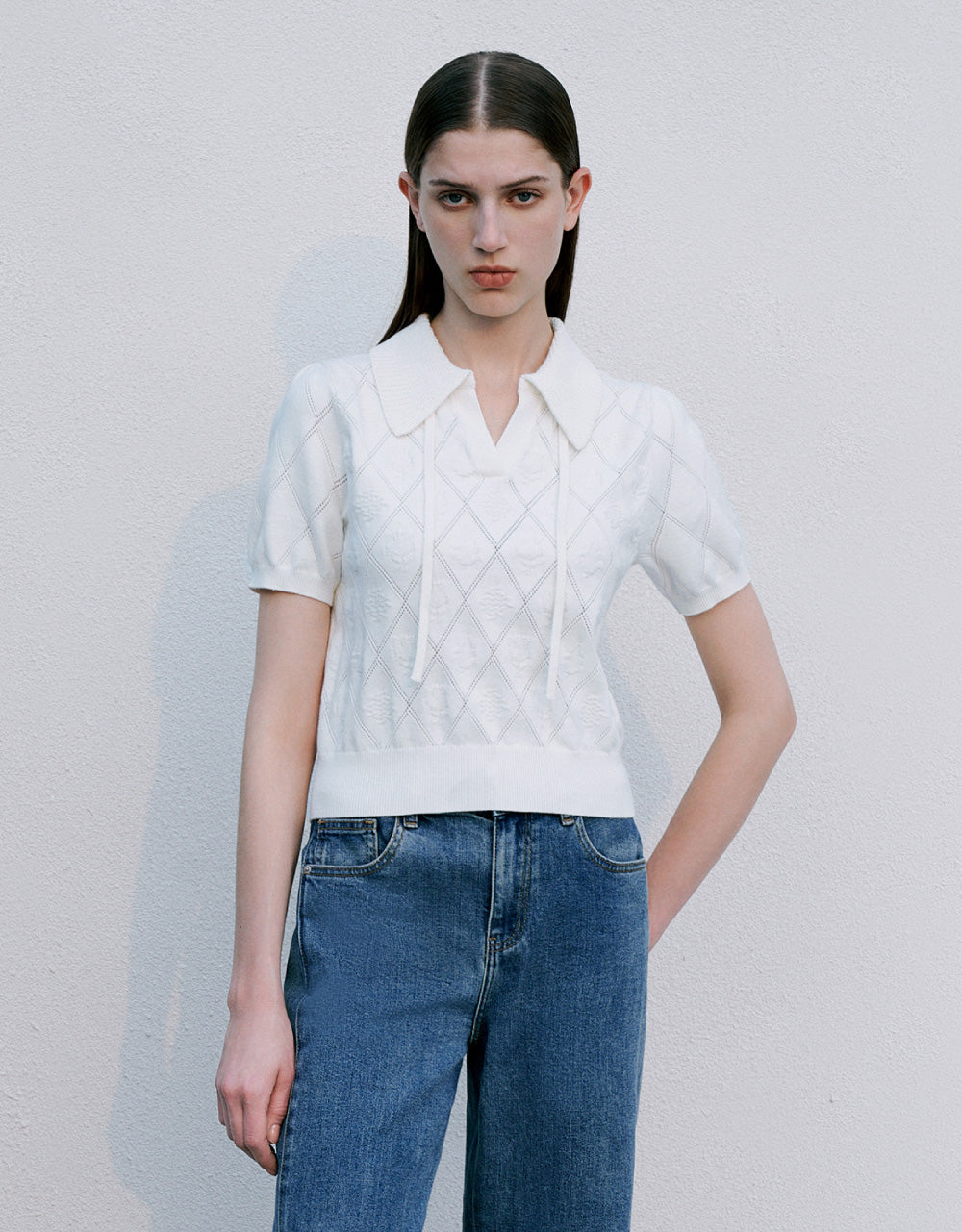 Embossed Polo Knitted T-Shirt
