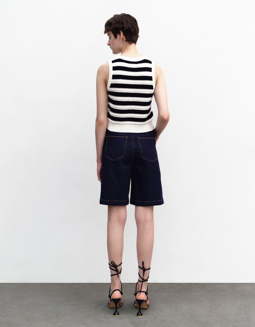 Striped U Neck Knitted Tank Top
