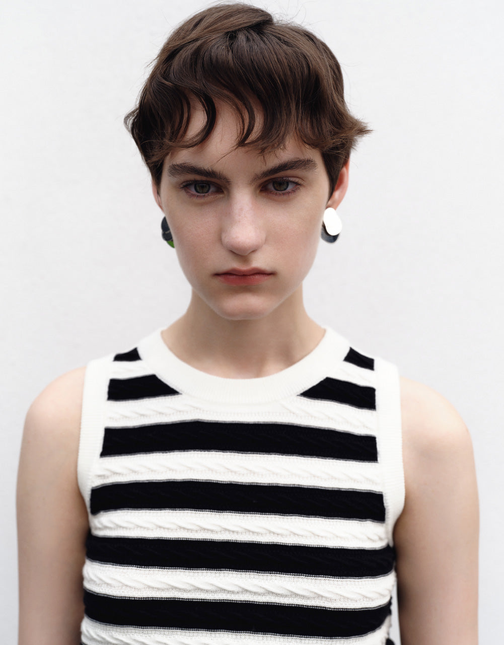 Striped U Neck Knitted Tank Top