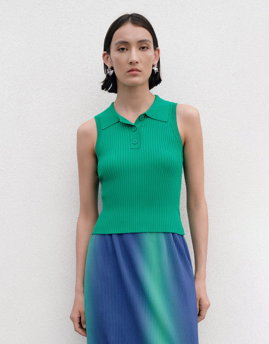 Button Half Placket Knitted Vest