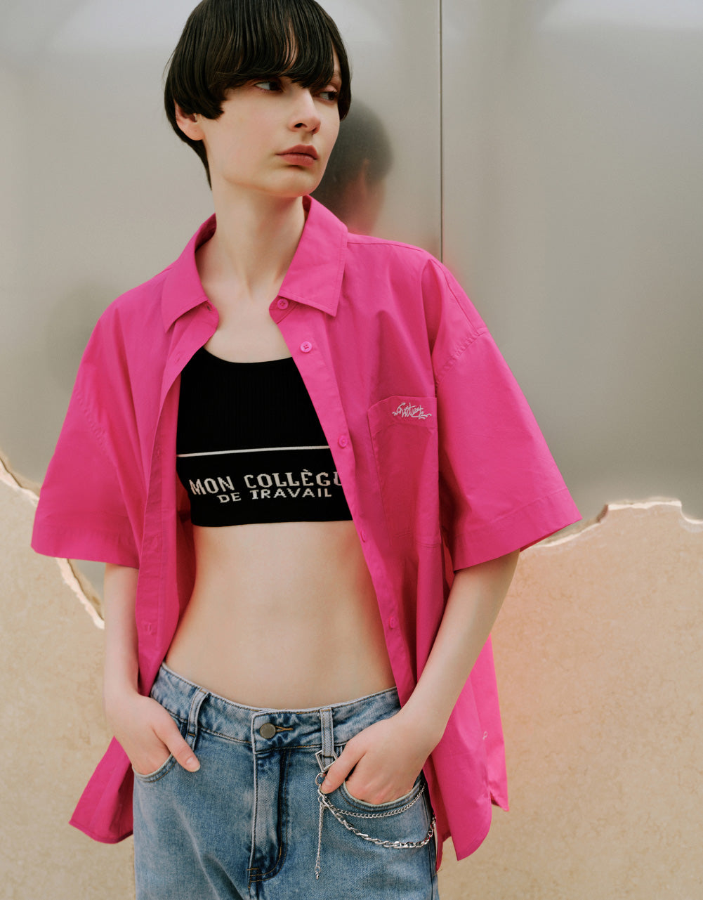 Pocket Detail Drop Shoulder Shirt