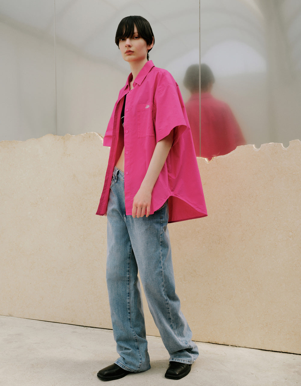 Pocket Detail Drop Shoulder Shirt