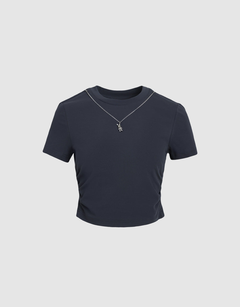 Crew Neck T-Shirt With Necklace