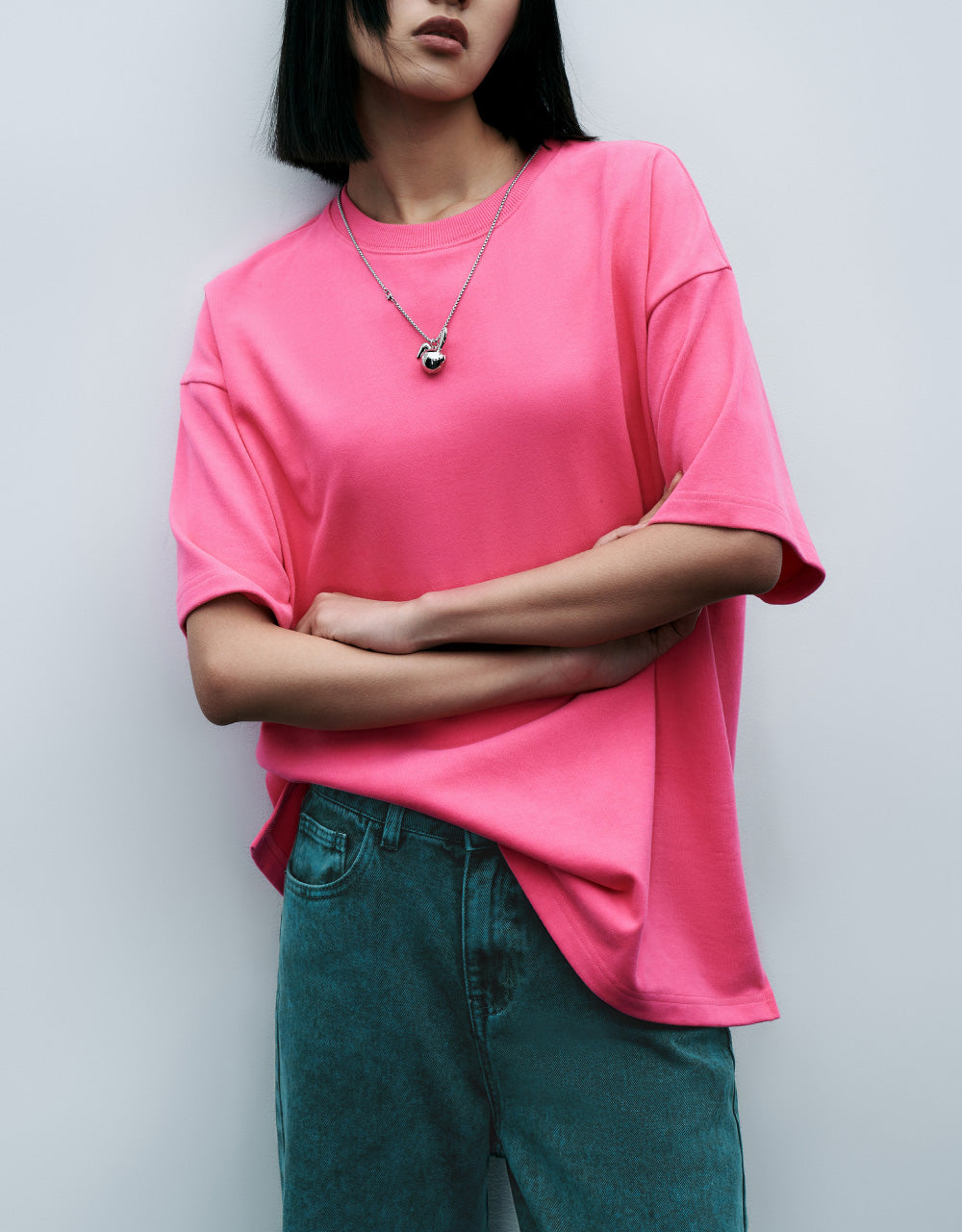 Crew Neck T-Shirt with Necklace