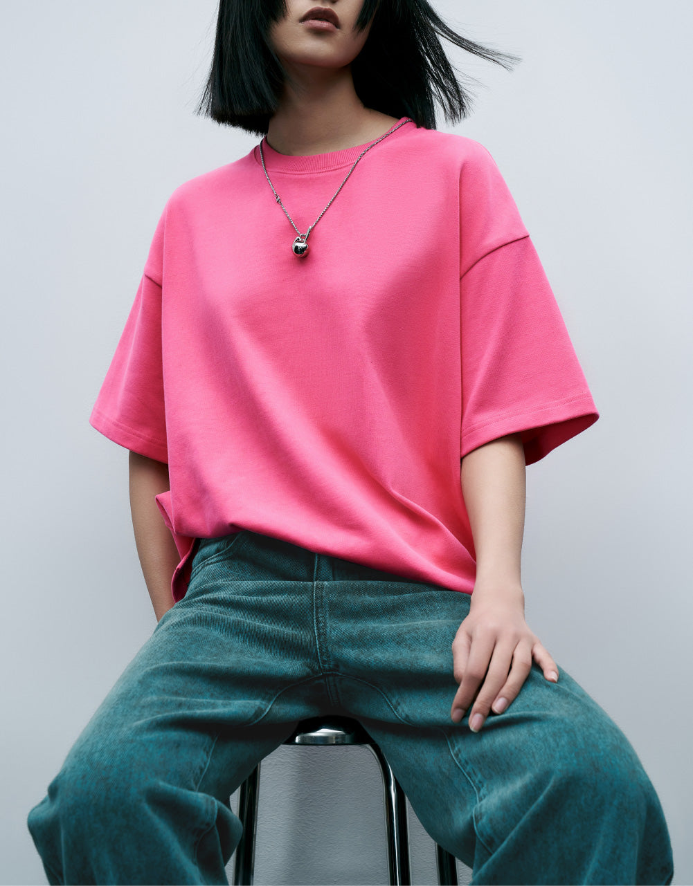 Crew Neck T-Shirt with Necklace