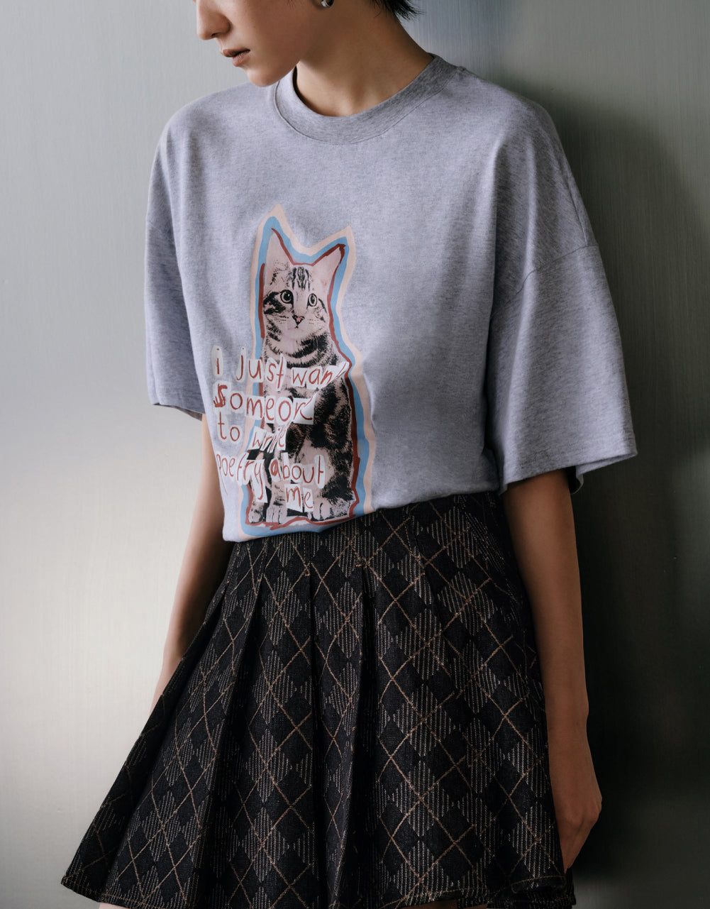 Cat Printed Straight T-Shirt